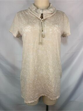 Zenergy by Chicos Cream Short Sleeve Cowl Neck Top Women’s Size 0